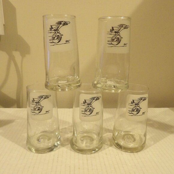 + VTG BC Caveman '70s Comics Clear Glass Pitcher & 5 Glass Set Dimpled Grog Hart - Picture 7 of 8